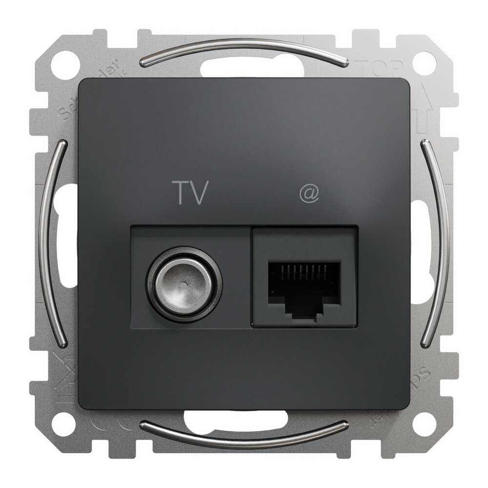 Розетка Schneider Sedna Design черная компьютерная RJ45 Cat. 6 UTP + TV ( SDD114469T )